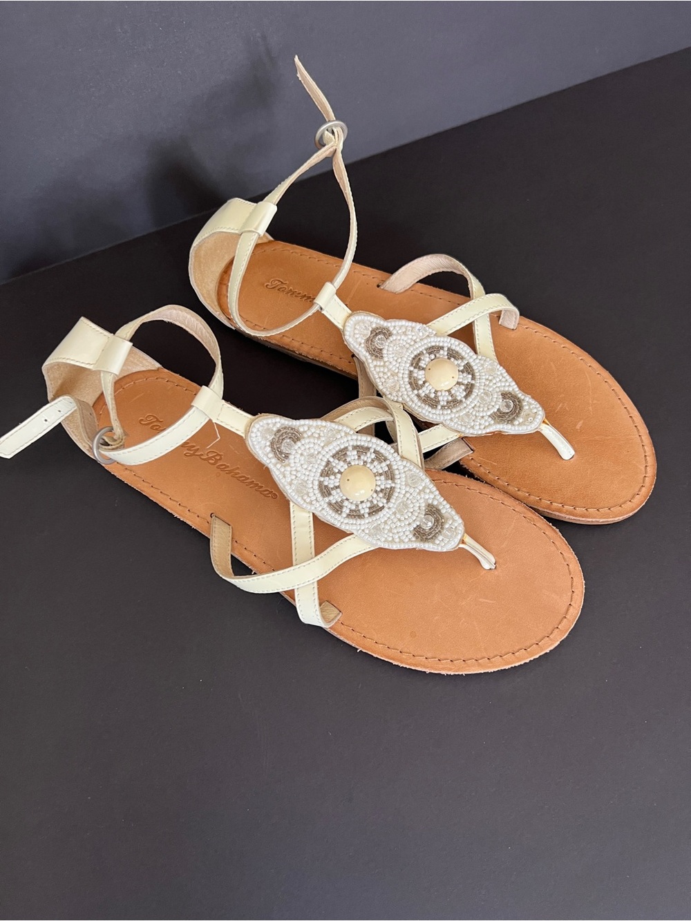Flat Strappy Sandals Embellished Beads